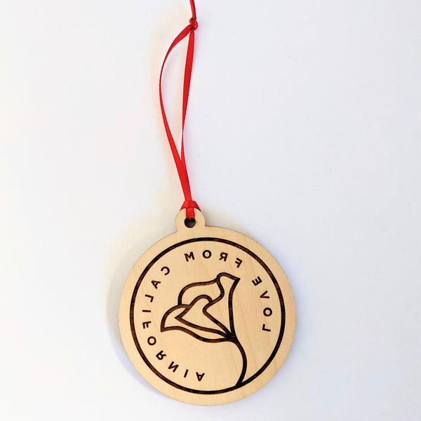 Love From California Poppy Wood Ornament